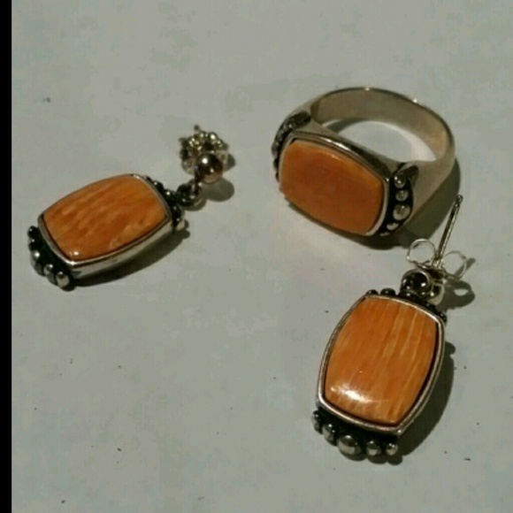 Designer Vintage Sterling Silver Ring /Earring Set - Picture 2 of 2