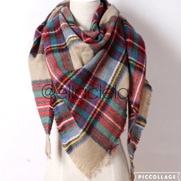Hottest Fashion Plaid Triangle Scarf Warm Pashmina - Picture 3 of 6