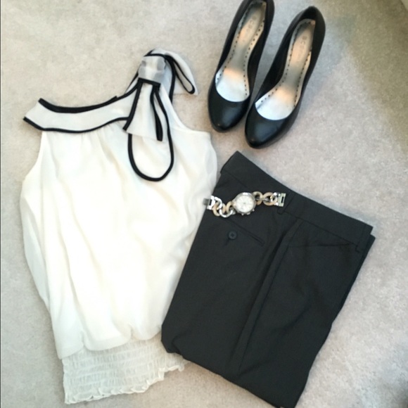 White and black blouse
