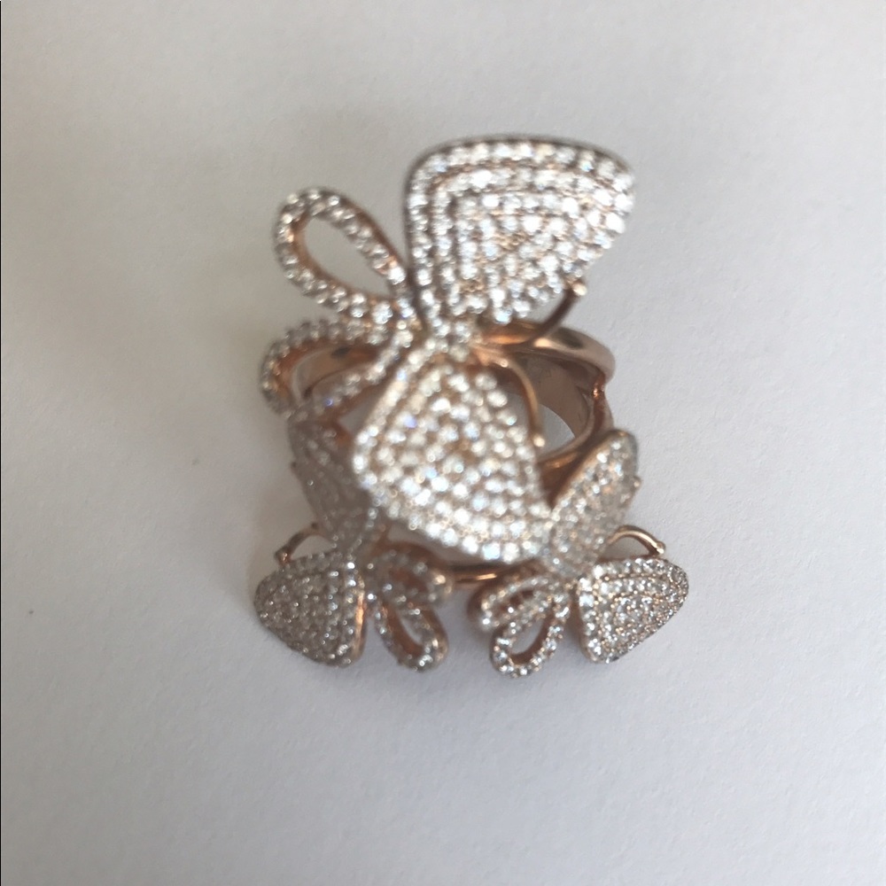 .925 3D butterfly ring plated in 18k rose gold