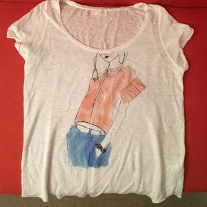 Zara t-shirt collection white w/ print and detail