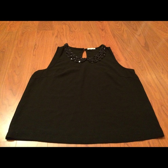 Black blouse with beaded collar