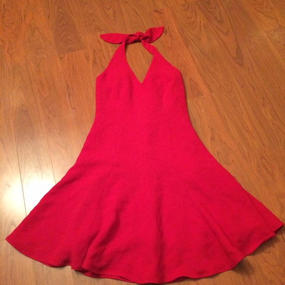 Red halter dress