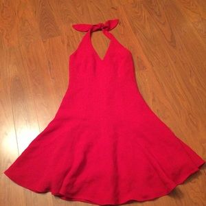 Red halter dress