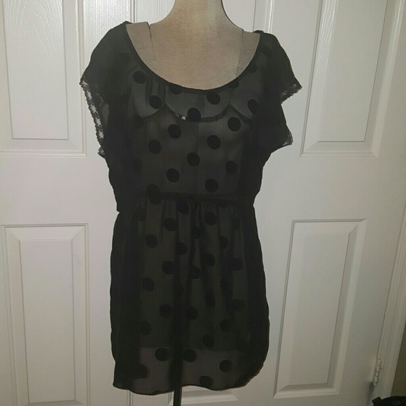 Sheer black polka dot