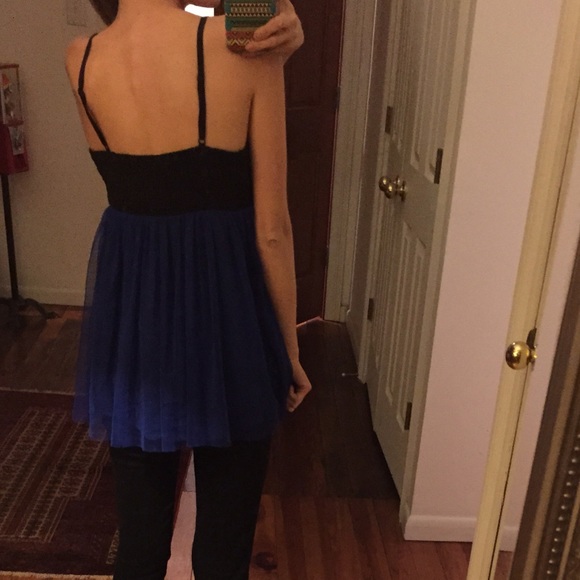 Blue and Black 80s inspired Top - Picture 2 of 3