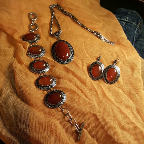 Necklace,  earrings,  and bracelet set