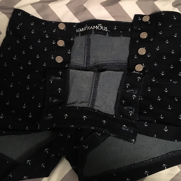 Navy Blue Anchor High Waisted Shorts. - Picture 2 of 3