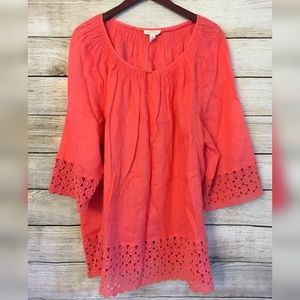 charter club • linen top with crochet trim