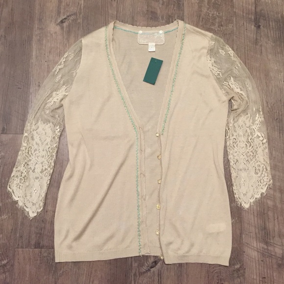 Nick & Mo mesh and lace sleeved cardigan