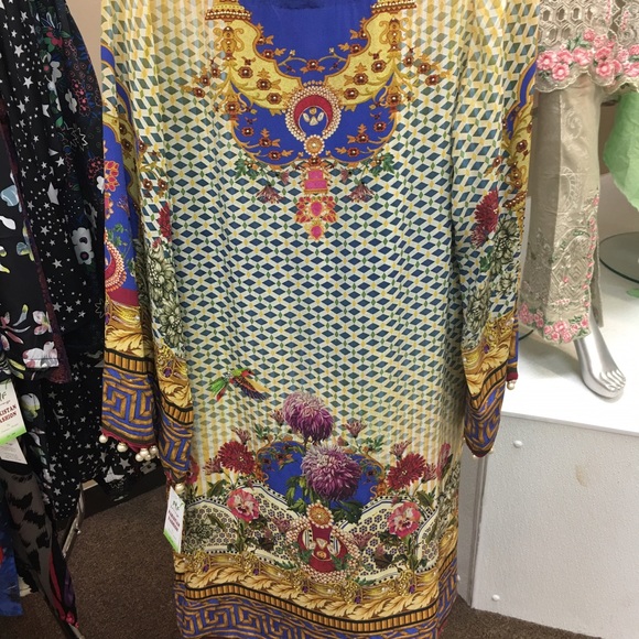 Crepe silk tunic dress