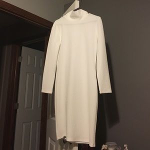 White body con high neck dress