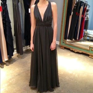 Navy blue polka dot Shareen gown