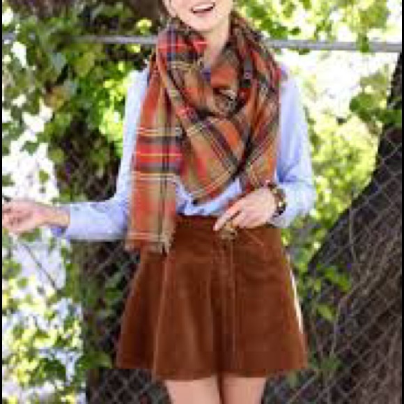 💞CLEARANCE💞 Orange Plaid Blanket Scarf  #11 - Picture 4 of 4