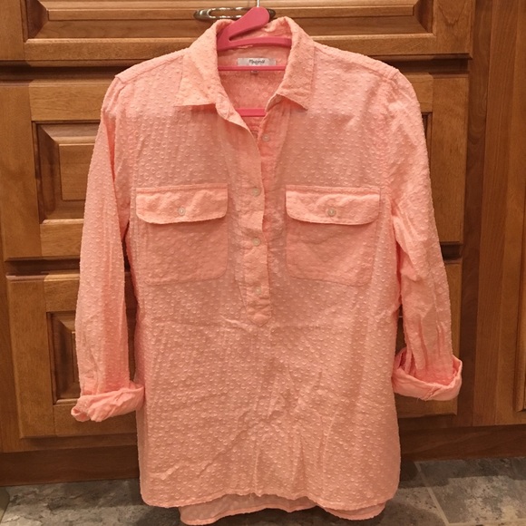 EUC Madewell Peach textured long sleeve Sz Small