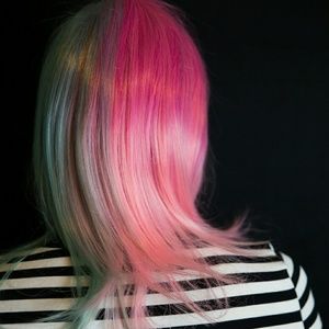 Hot Topic Accessories - Pink Mint Green Split Half Color Wig Lady Gaga NEW Hot Topic Accessories - Pink Mint Green Split Half Color Wig Lady Gaga NEW