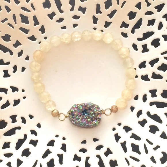 Rainbow Druzy Bead Bracelet - Picture 1 of 2