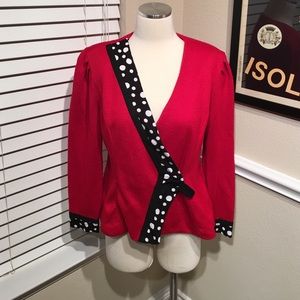 Adorable red and black sweater/blazer