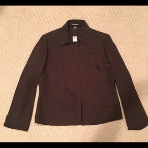 NWT Ellen Tracy Brown Silk & Linen Jacket size 14P