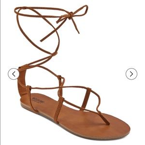 Light brown tie-up sandals