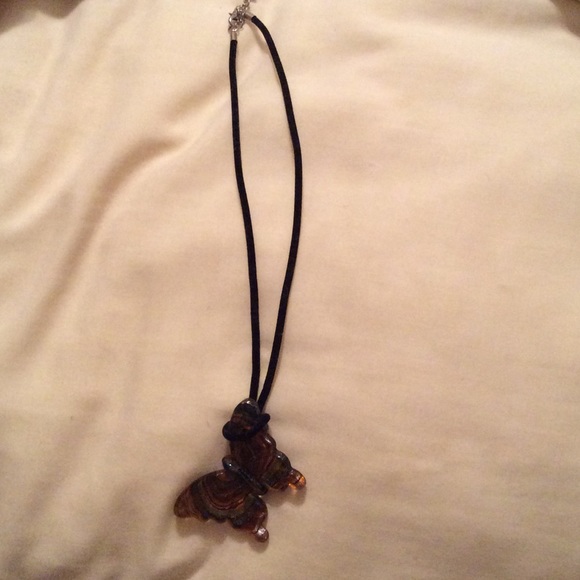 Glass Butterfly Necklace 9"