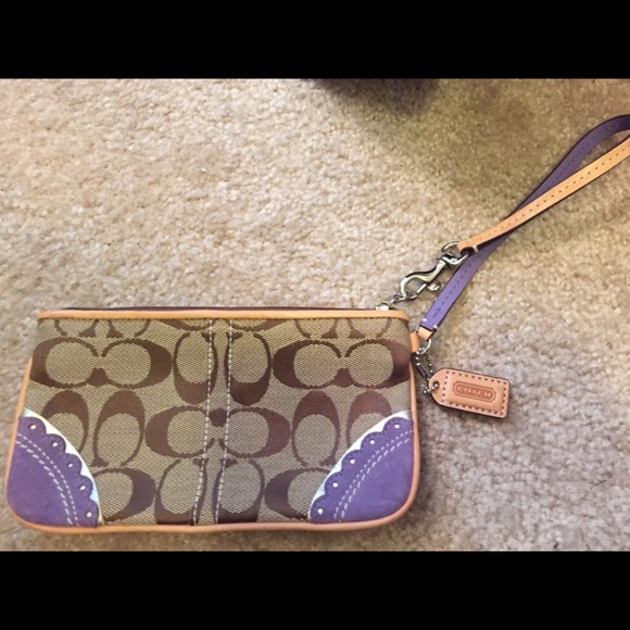 Vintage Coach Wristlet/Clutch with Purple Suede - Picture 2 of 2