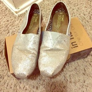 silver glitter TOMS