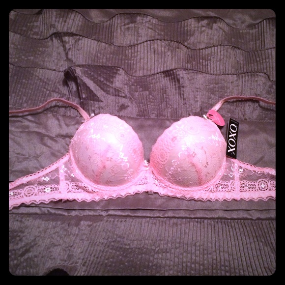 Pink lace bra