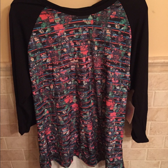 LuLaRoe 3xl Randy floral design over stripes