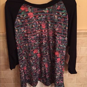 LuLaRoe 3xl Randy floral design over stripes