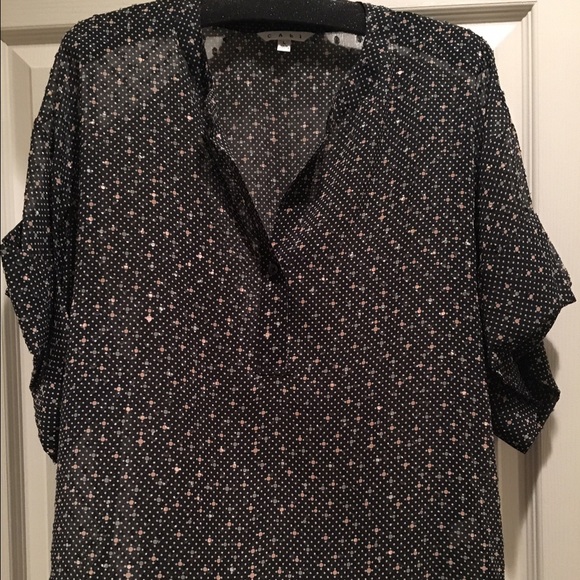 NWT CAbi Polka Dot Sheer Blouse size L