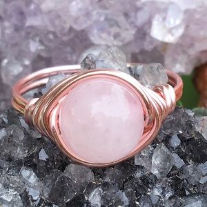 Rose gold/Rose Quartz stone ring handmade ✨