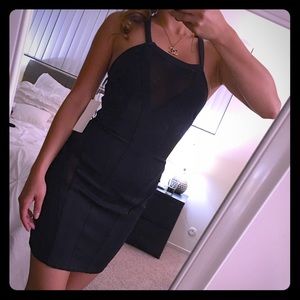 Hot mesh peekaboo cut-outs bodycon black dress XS