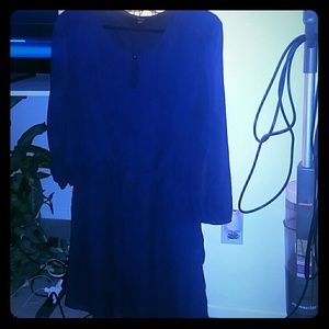 Navy keyhole long sleeve dress