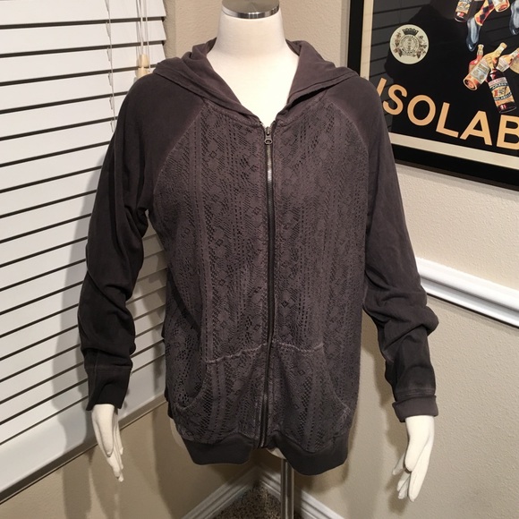 Ruffhewn gray lace zip up hoodie
