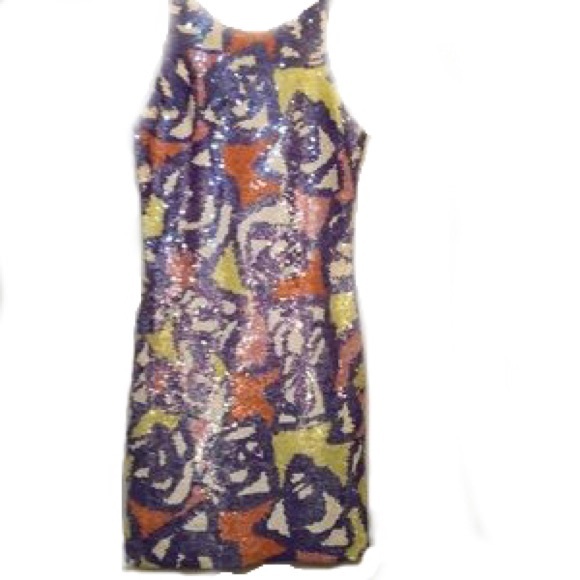 OLEG CASSINI vintage abstract sequin trophy dress