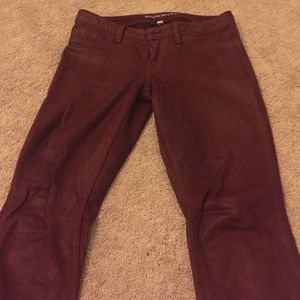 Maroon denim jeans