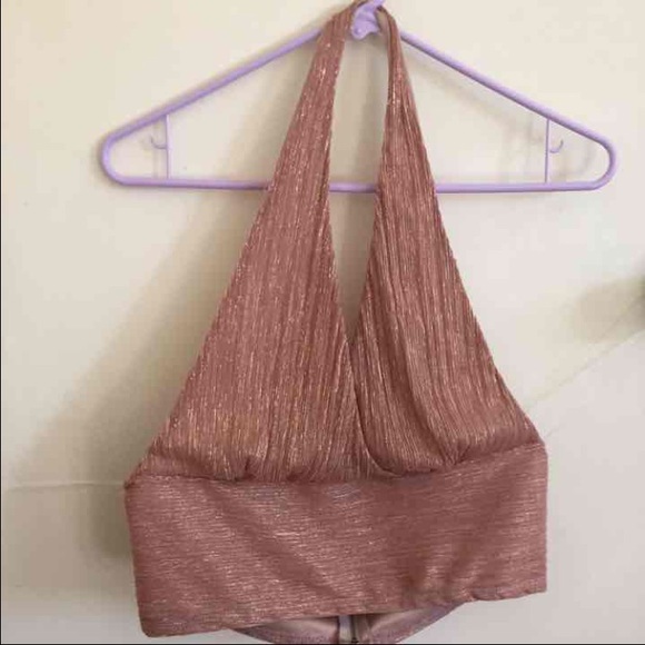 Rose gold blackless halter top