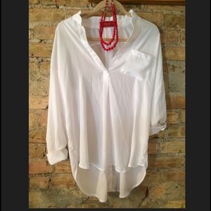AKIRA white satin tunic