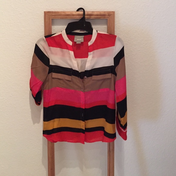 Anthropologie Maeve silk button up blouse