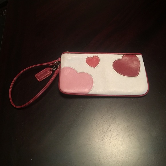 COACH WHITE/RED/PINK SMALL WALLET/WRISTLET