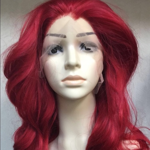 Red synthetic lace front wig