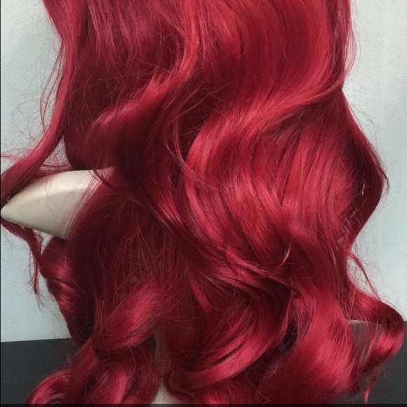 Red synthetic lace front wig