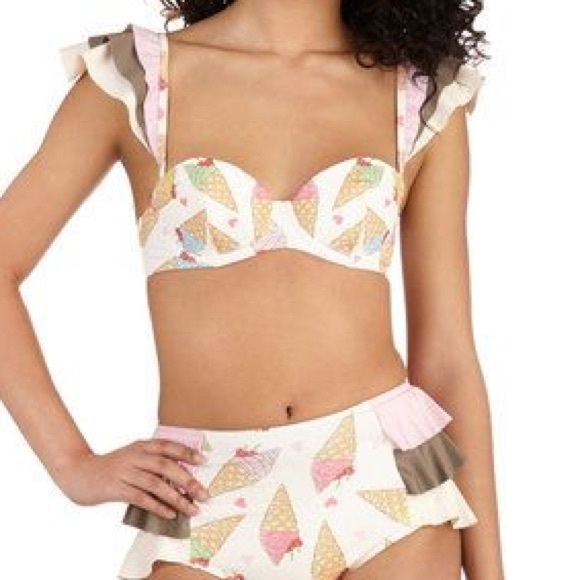 Retro High waist ice cream bikini, XS Fits A-B cup - Picture 2 of 3