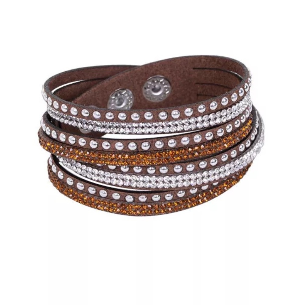 Cognac Studded Suede Rhinstone Choker