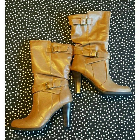 Tan Boots with Buckle Detail