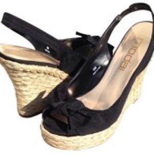 Black & Tan Wedge Heels