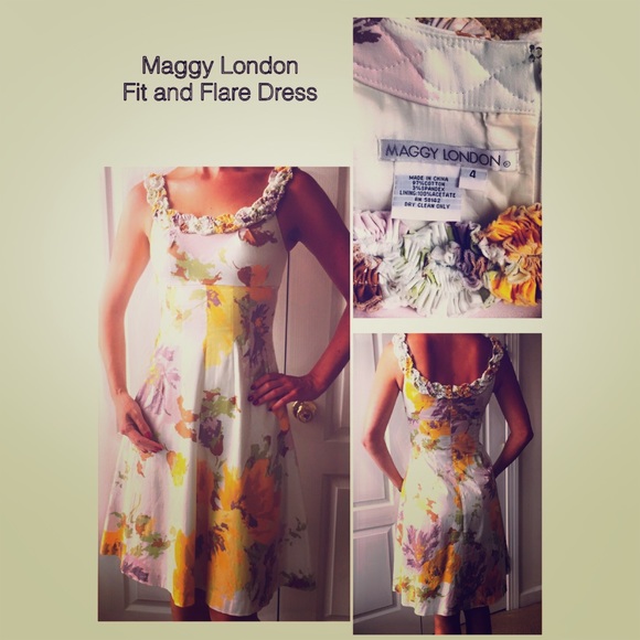 Maggy London Floral Fit and Flare Dress