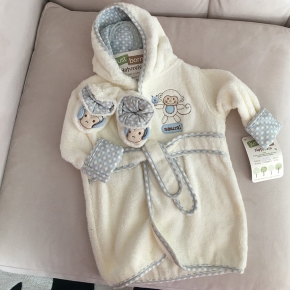 Baby Boy Bath Robe and Booties