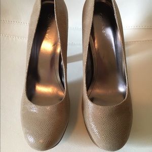 Calvin Klein Natural Tan Platform Pumps